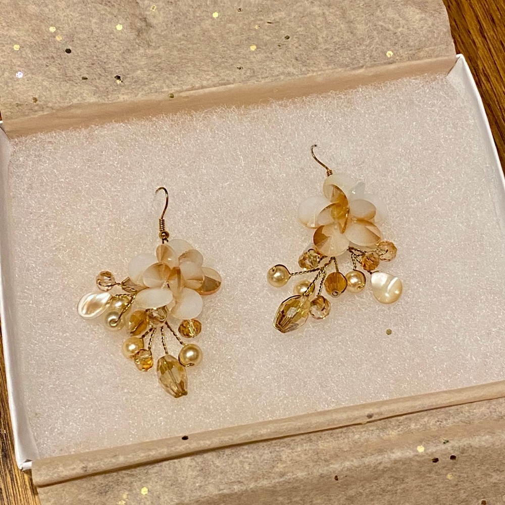 Glass and bead earrings
